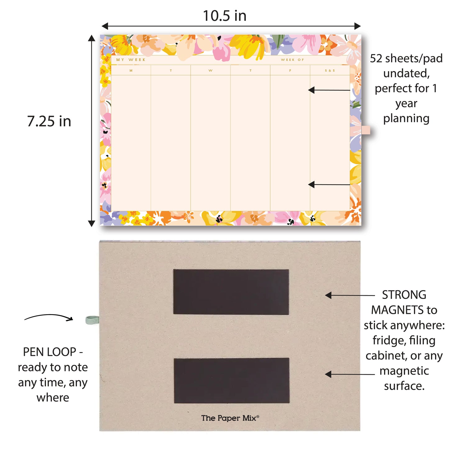 PERFECT PLANNER NOTEPAD with MAGNET and PENLOOP