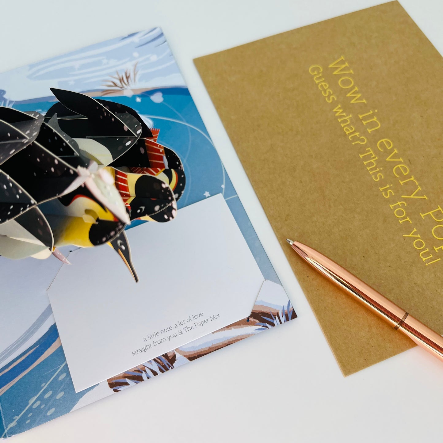 Penguin Family in Christmas Love 3D Pop Up Greeting Card