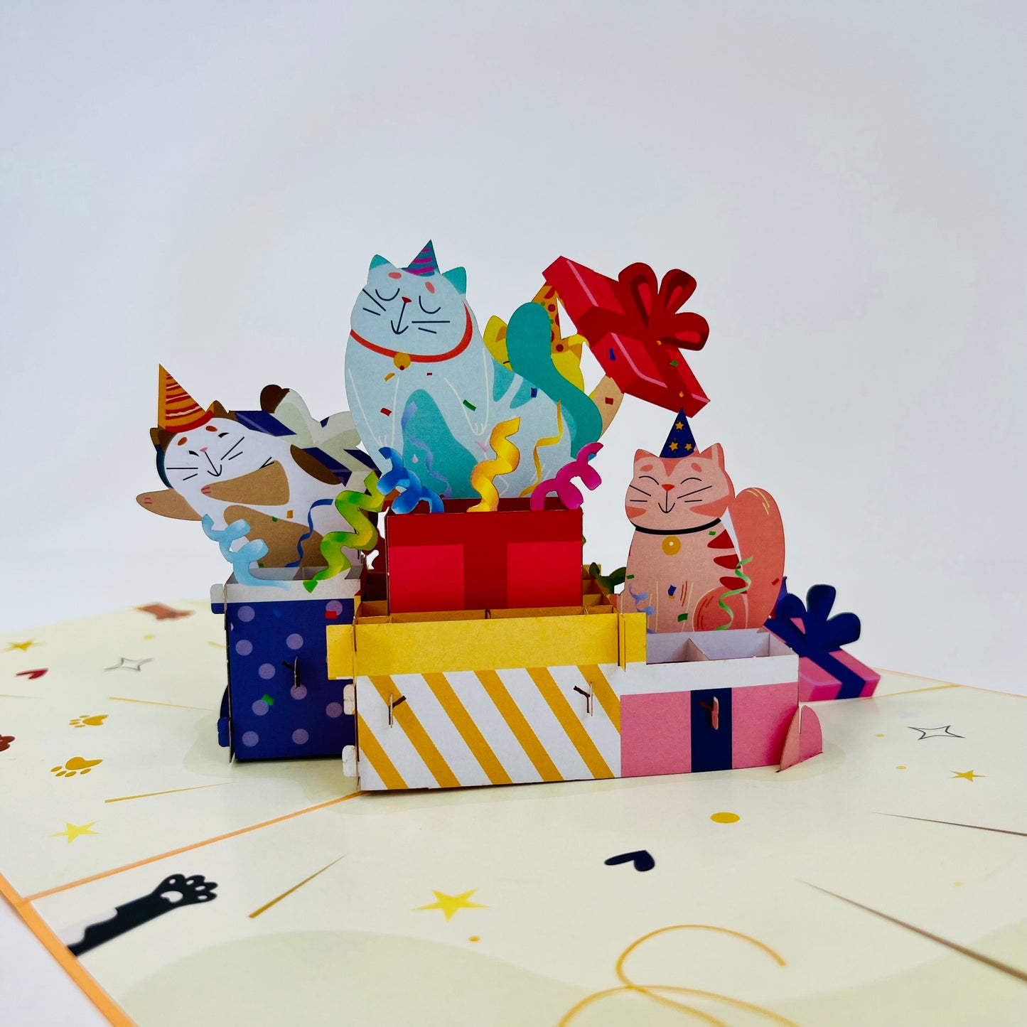 Cat's Gift Party 3D Pop Up Greeting Card