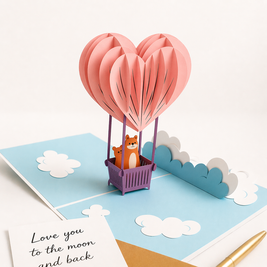 Love Air Balloon 3D Pop Up Greeting Card