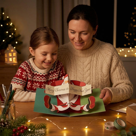Santa Claus Lying on Floor 3D Pop Up Greeting Card