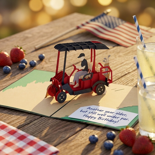 Golf Cart 3D Pop Up Greeting Card