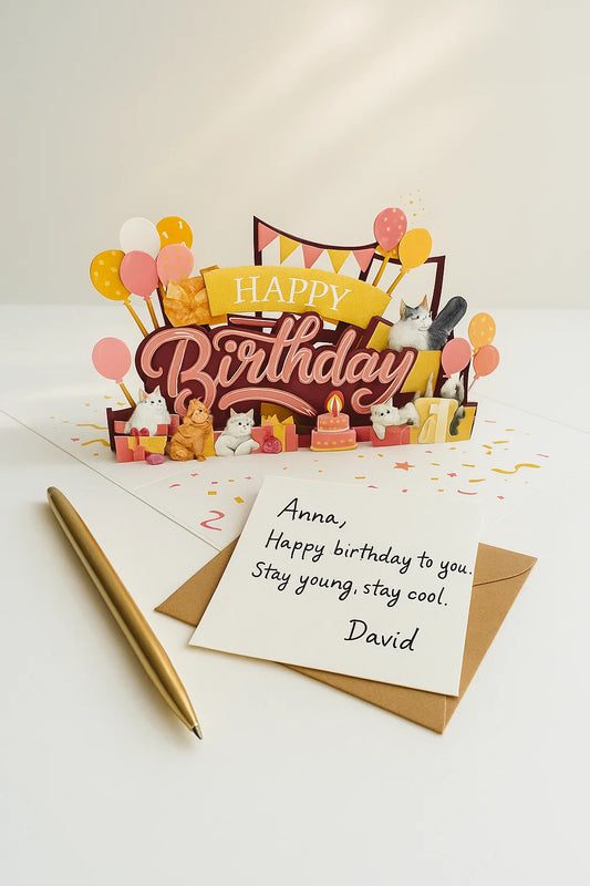 Cat-astrophic Fun 3D Pop Up Greeting Card