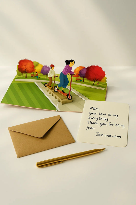 Scooter Ride Fun 3D Pop Up Greeting Card