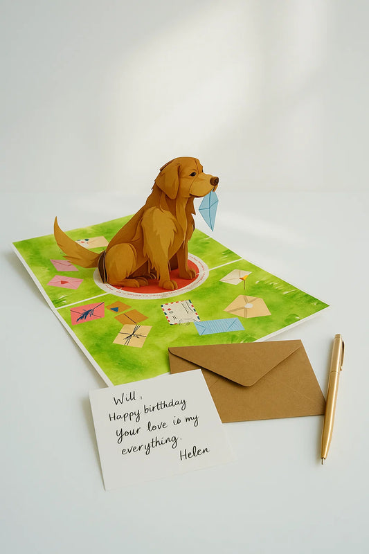 Pup's Love Letter 3D Pop Up Greeting Card