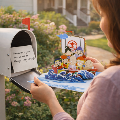 Seven Gods of Fortune 3D Pop Up Card