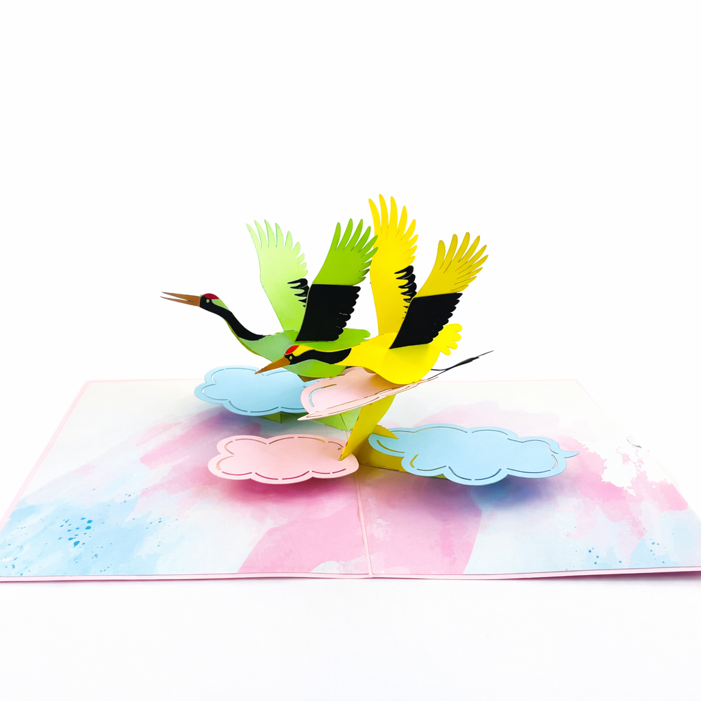 Crane Rainbow Magic 3D Pop Up Greeting Card