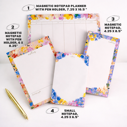 4 PACK MAGNETIC NOTEPADS for REFRIGERATOR with PEN HOLDER