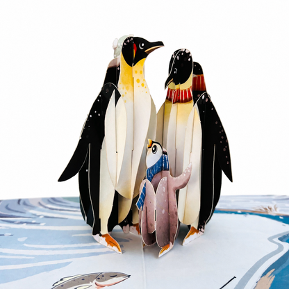 Penguin Family in Love 3D Pop Up Greeting Card