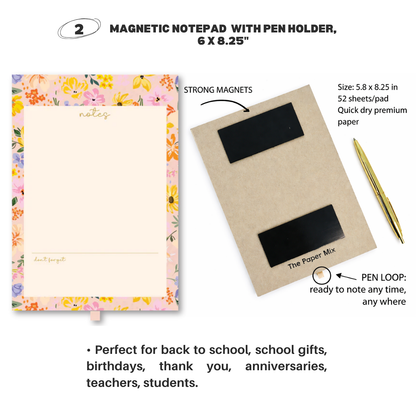 4 PACK MAGNETIC NOTEPADS for REFRIGERATOR with PEN HOLDER