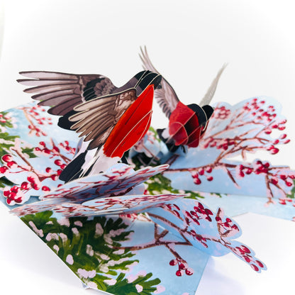 Christmas Love Birds 3D Pop Up Greeting Card