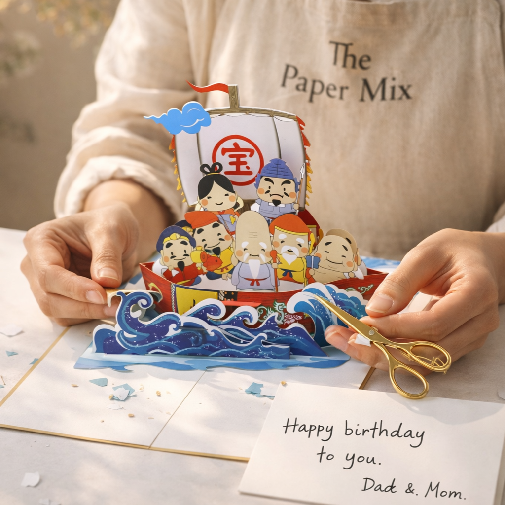 Seven Gods of Fortune 3D Pop Up Card