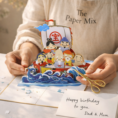 Seven Gods of Fortune 3D Pop Up Card