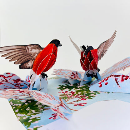 Christmas Love Birds 3D Pop Up Greeting Card