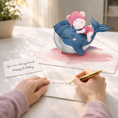 Baby on Dolphin 3D Pop Up Greeting Card