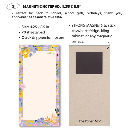 4 PACK MAGNETIC NOTEPADS for REFRIGERATOR with PEN HOLDER