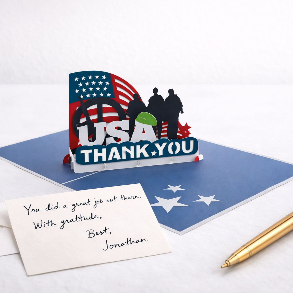 Military USA Thank You 3D Pop Up Card