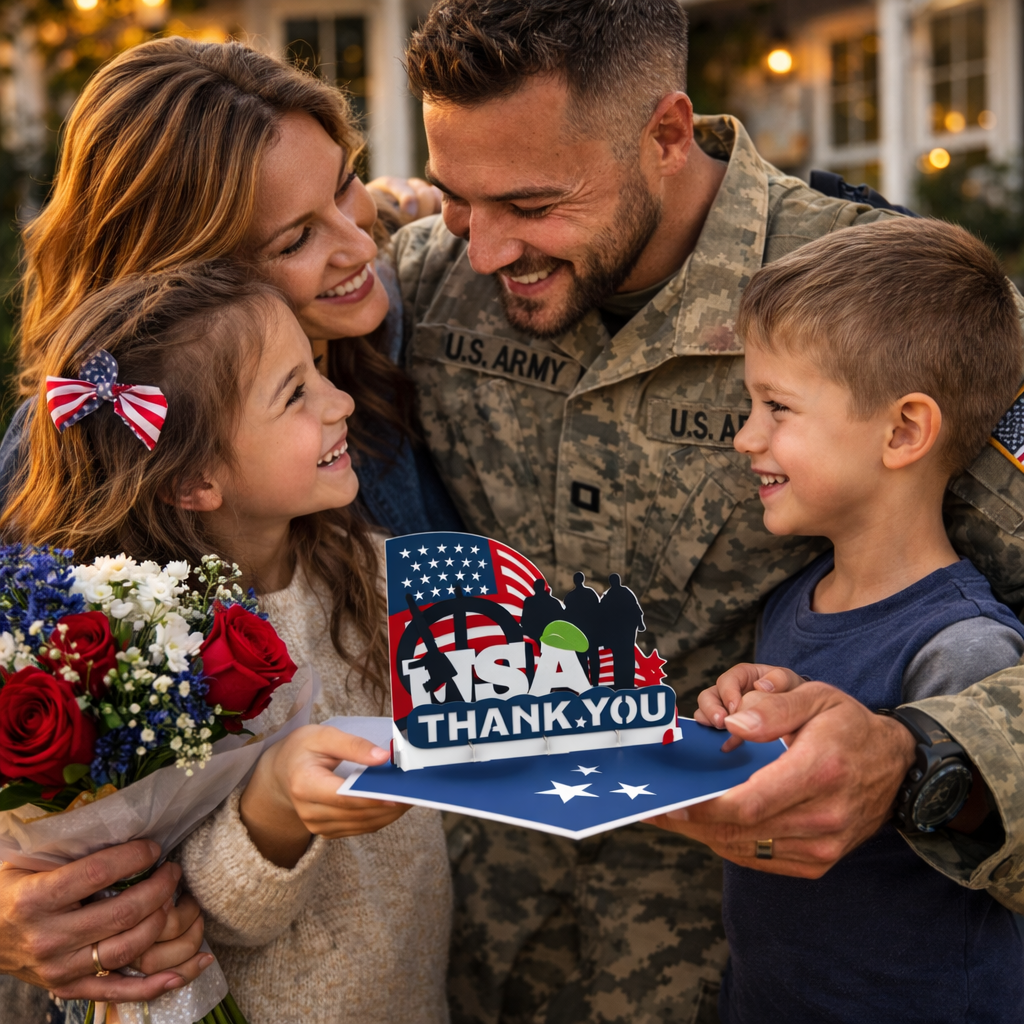 Military USA Thank You 3D Pop Up Card