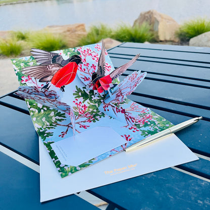 Christmas Love Birds 3D Pop Up Greeting Card