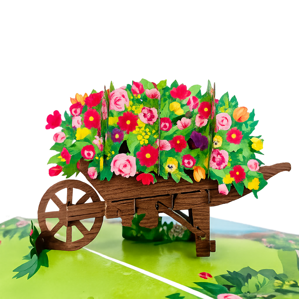 Flowers Cart 3D Pop Up Greeting Card
