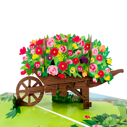 Flowers Cart 3D Pop Up Greeting Card