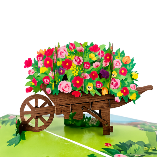 Flowers Cart 3D Pop Up Greeting Card