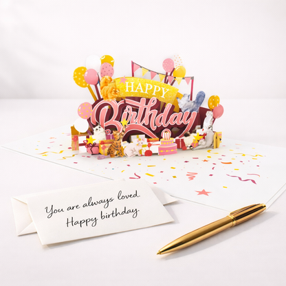 Cats Birthday Party 3D Pop Up Greeting Card
