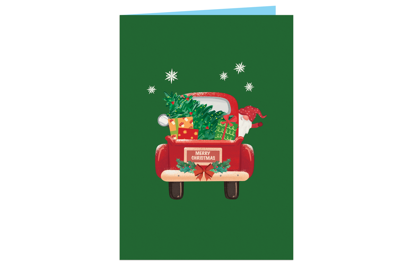 Santa in Christmas Car 3D Pop Up Card