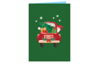 Santa in Christmas Car 3D Pop Up Card