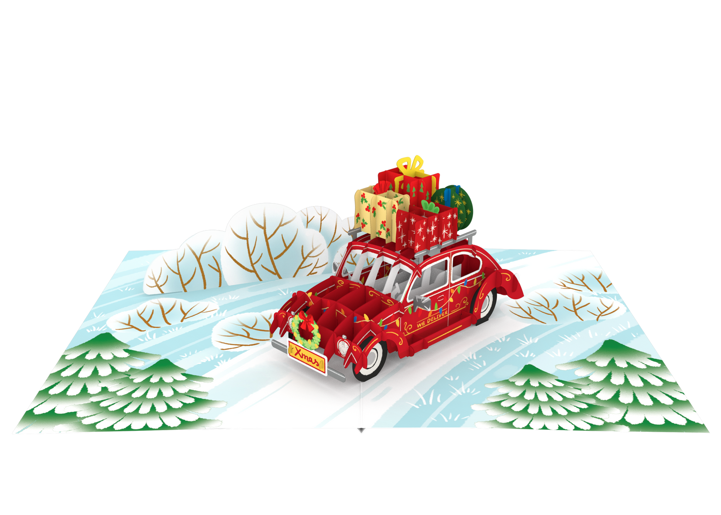 Christmas Gift Car 3D Pop Up Card
