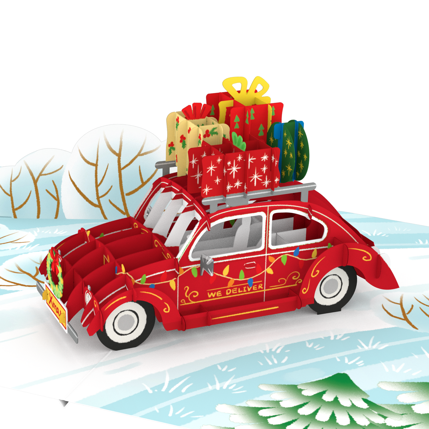 Christmas Gift Car 3D Pop Up Card