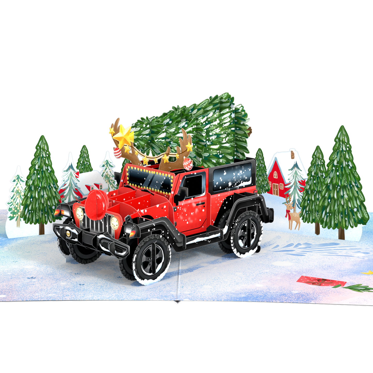 Christmas Tree on Truck 3D Pop Up Card