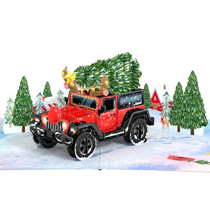 Christmas Tree on Truck 3D Pop Up Card