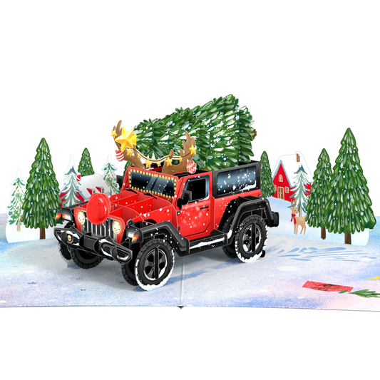 Christmas Tree on Truck 3D Pop Up Card