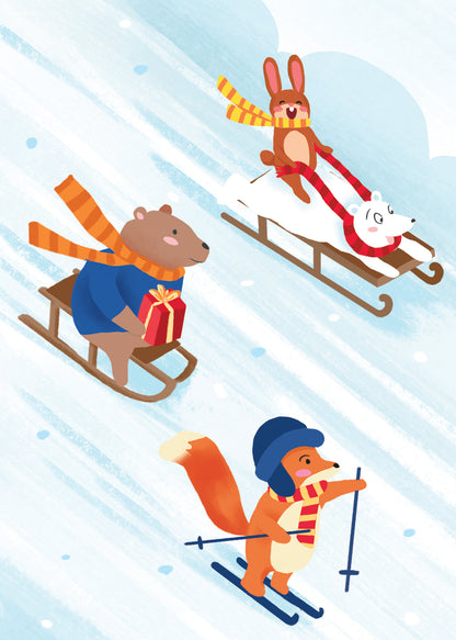 Let's Ski in Christmas 3D Pop Up Card