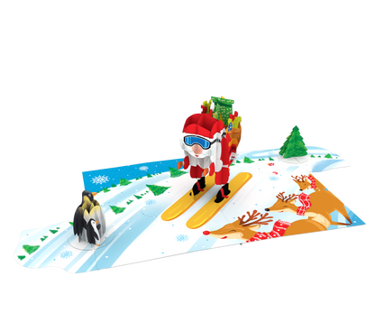 Ski With Santa 3D Pop Up Card