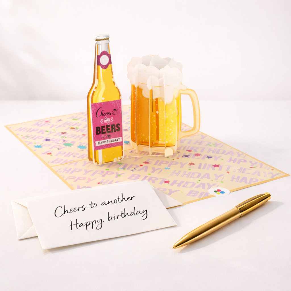 Beer Time 3D Pop Up Greeting Card