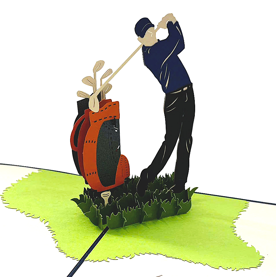 Golf Player 3D Pop Up Greeting Card