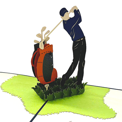 Golf Player 3D Pop Up Greeting Card