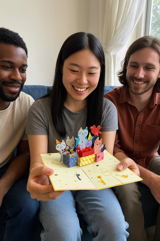 Cat's Gift Party 3D Pop Up Greeting Card