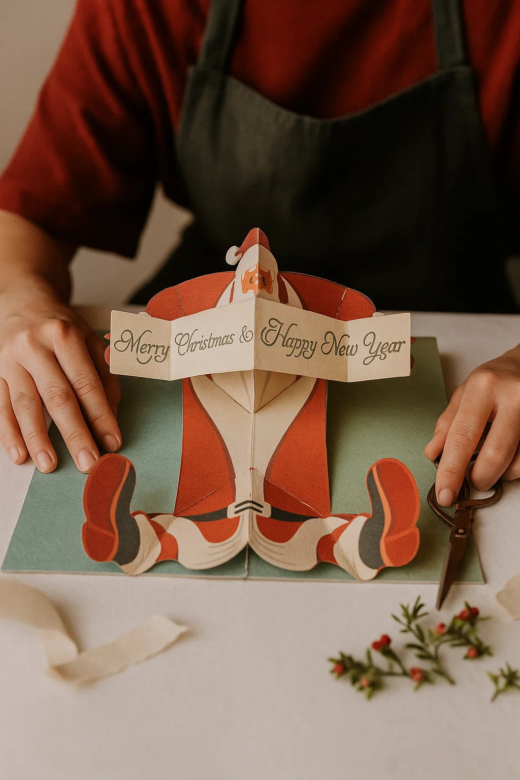 Santa Claus Lying on Floor 3D Pop Up Greeting Card