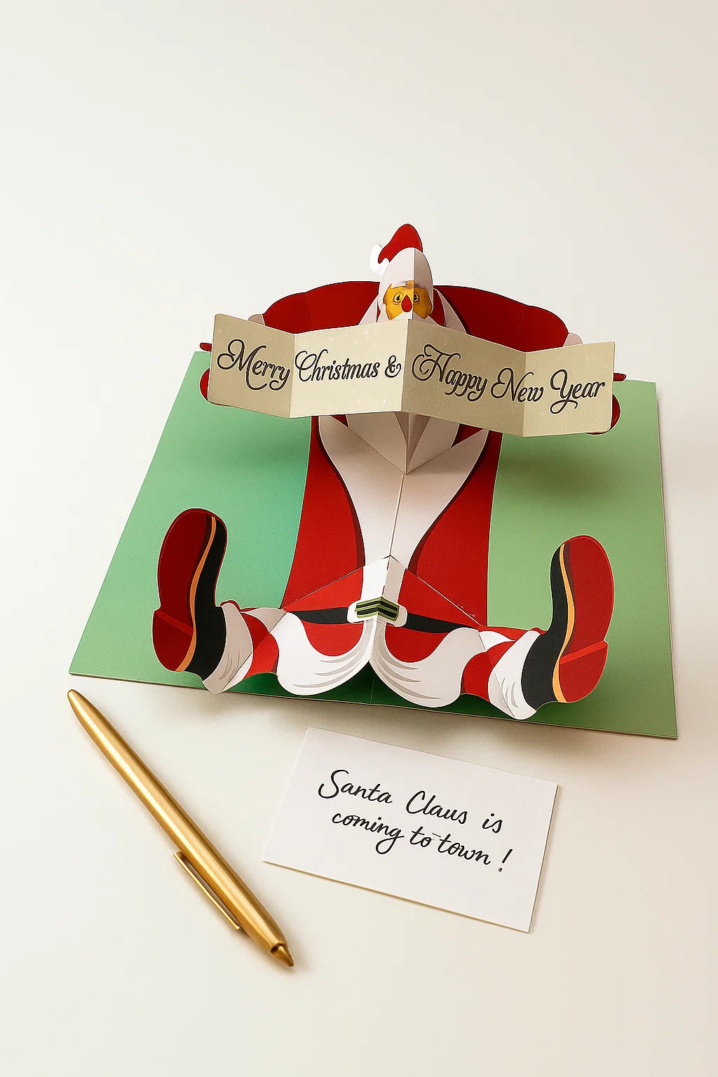 Santa Claus Lying on Floor 3D Pop Up Greeting Card
