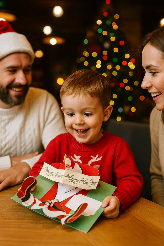 Santa Claus Lying on Floor 3D Pop Up Greeting Card
