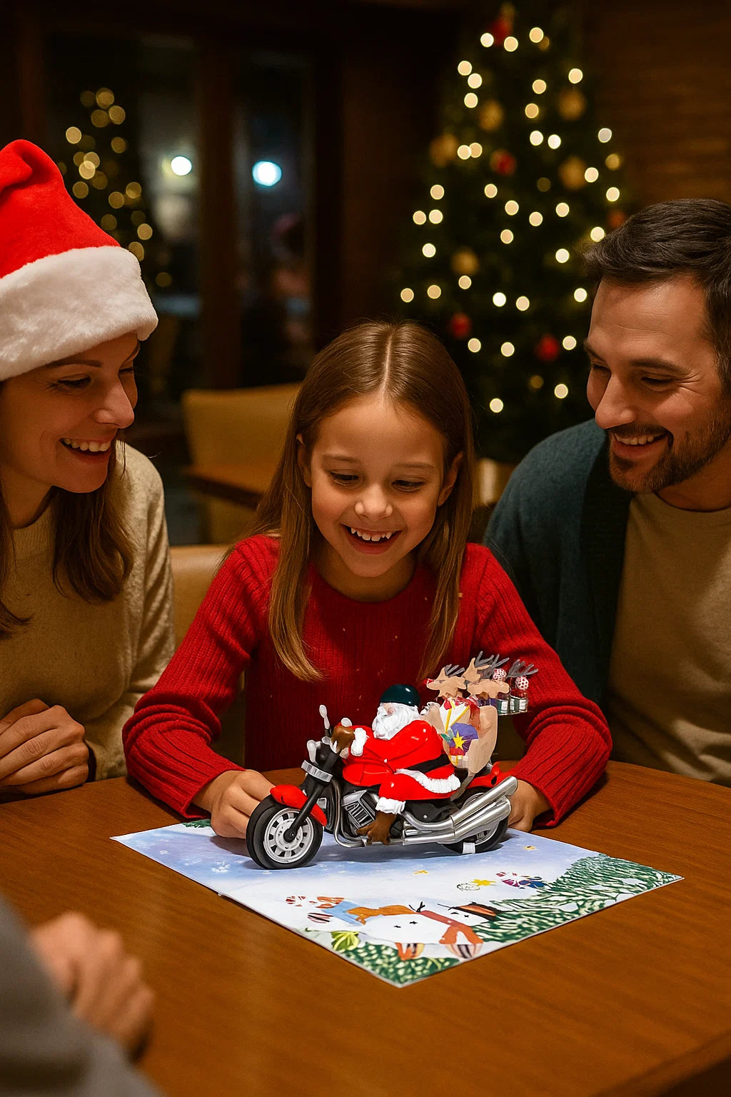 Santa Claus Riding Motorcycle 3D Pop Up Greeting Card