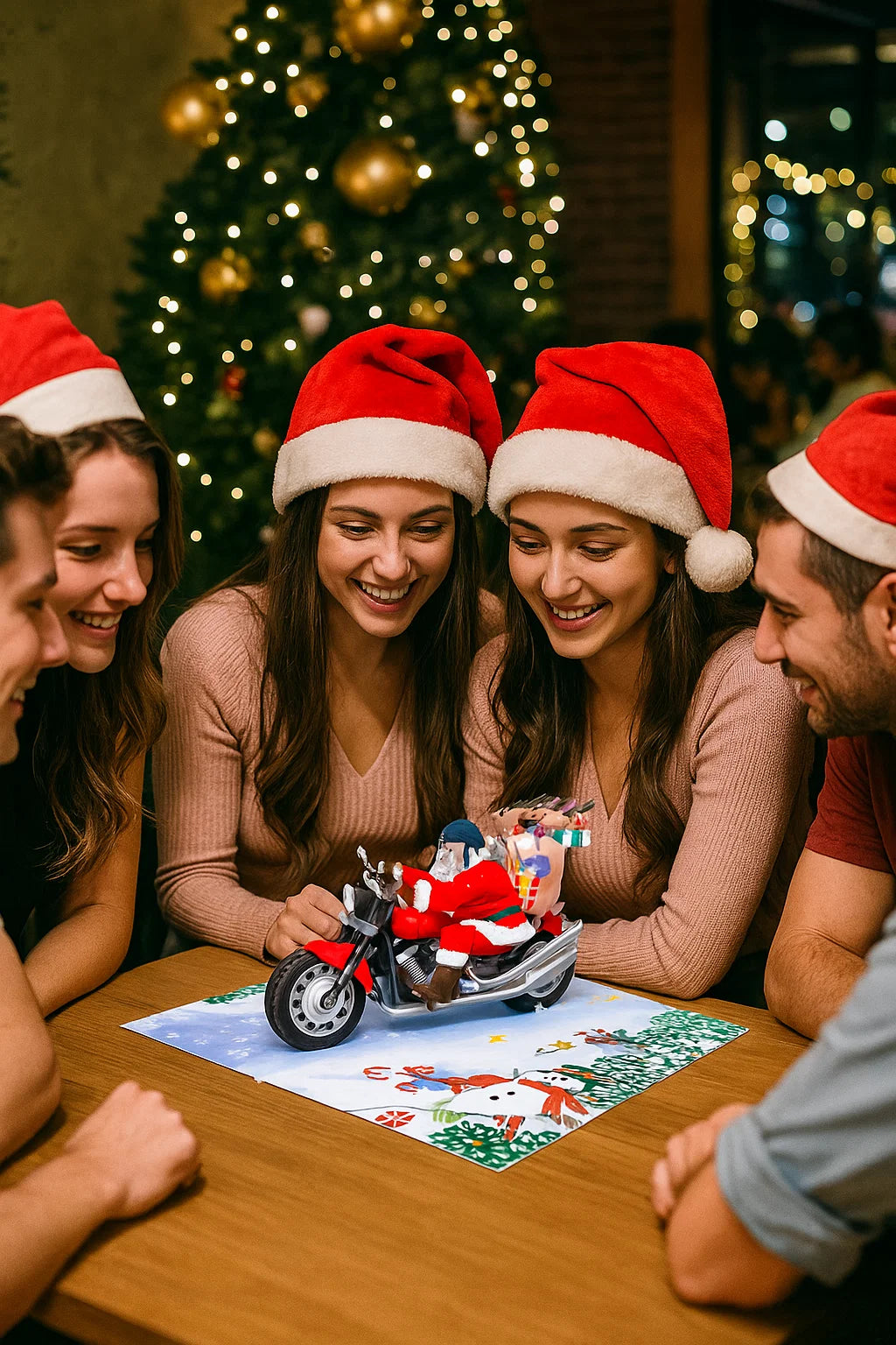 Santa Claus Riding Motorcycle 3D Pop Up Greeting Card