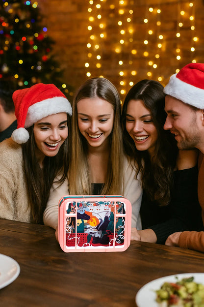 Christmas Holiday Night with Cats 3D Pop Up Greeting Card