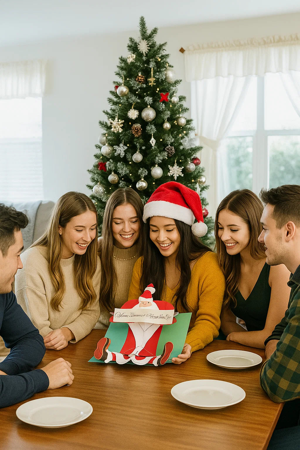 Santa Claus Lying on Floor 3D Pop Up Greeting Card