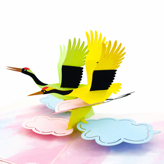 Crane Rainbow Magic 3D Pop Up Greeting Card