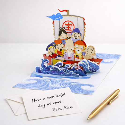 Seven Gods of Fortune 3D Pop Up Card