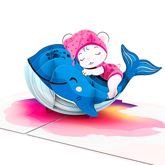 Baby on Dolphin 3D Pop Up Greeting Card